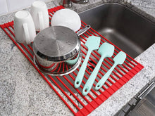 Load image into Gallery viewer, Multipurpose Roll Up Sink Drying Rack &amp; Trivet: 20.5x13&quot; / Mint Green
