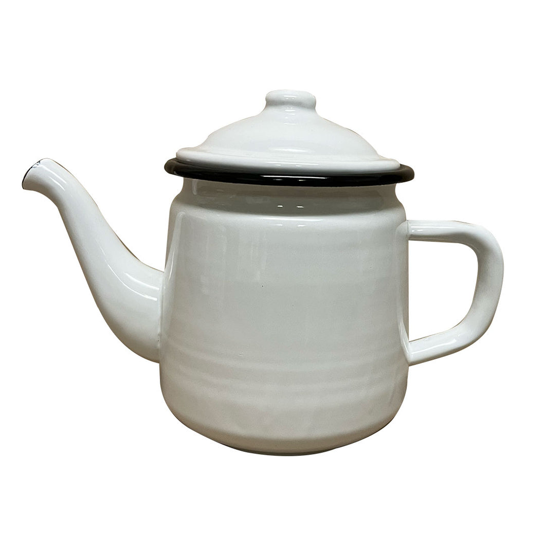 Audrey's White Farmhouse Enamelware Tea Pot