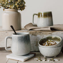 Load image into Gallery viewer, Mineral Mist Gray Reactive Glaze Mug 14oz by Danica Heirloom
