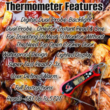 Load image into Gallery viewer, Digital Meat Thermometer with Dual Probes

