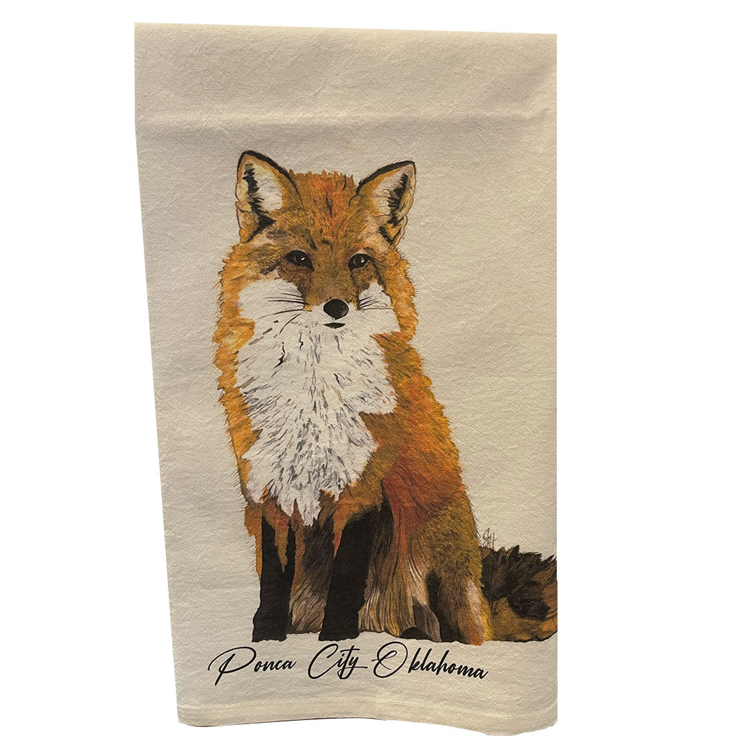 Ponca City Fox Cotton Flour Sack Tea Towel by Dolly Estelle