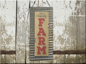 Faith Family Farm Hanging Sign – Rustic Wood and Metal Décor