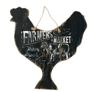 Wooden Chicken Sign – Black