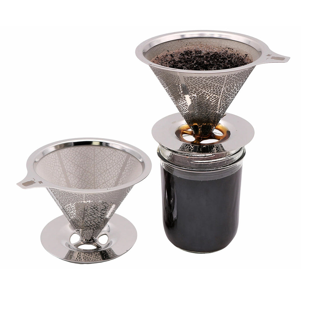 Stainless Steel Pour Over Drip Coffee Filter by Mason Jar Lifestyle