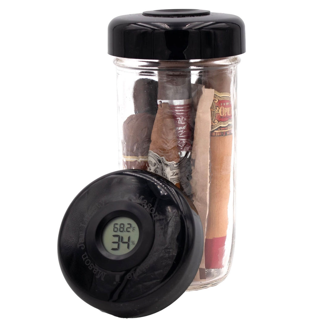 Mason Jar Humidor / Hygrometer Lid with Temperature (Wide Mouth) by Mason Jar Lifestyle