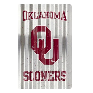 Oklahoma Sooners (OU) Corrugated Metal Sign – 12" x 18"