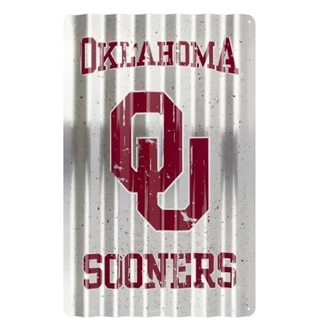 Oklahoma Sooners (OU) Corrugated Metal Sign – 12