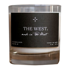 Load image into Gallery viewer, R. Rebellion The West Candle – 8 oz in Reusable Whiskey Glass
