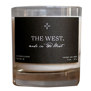 R. Rebellion The West Candle – 8 oz in Reusable Whiskey Glass