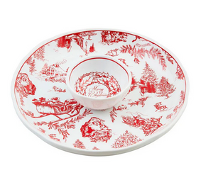 Chip and Dip set-Red Toile