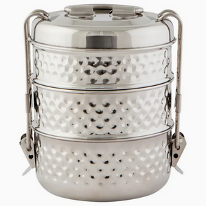 Tiffin-3 Tier Hammered Dot Stainless Steel