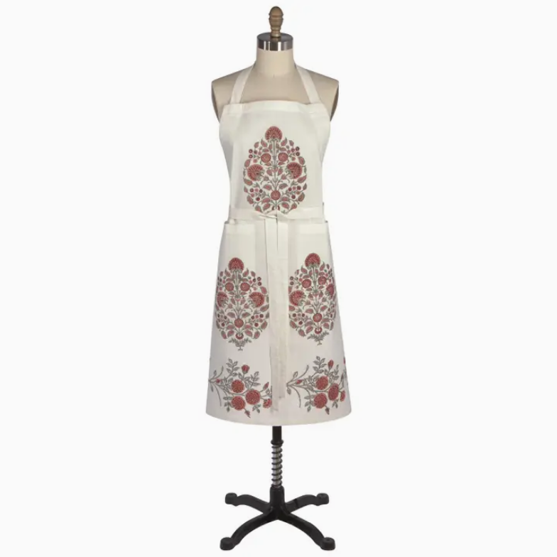 Garland Block-Print Cotton Apron