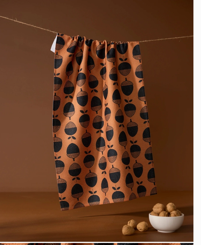Geometry Acorn Noir Tea Towel