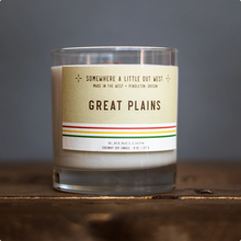 Load image into Gallery viewer, Camp Rebellion The Great Plains Candle – 8 oz in Reusable Whiskey Glass
