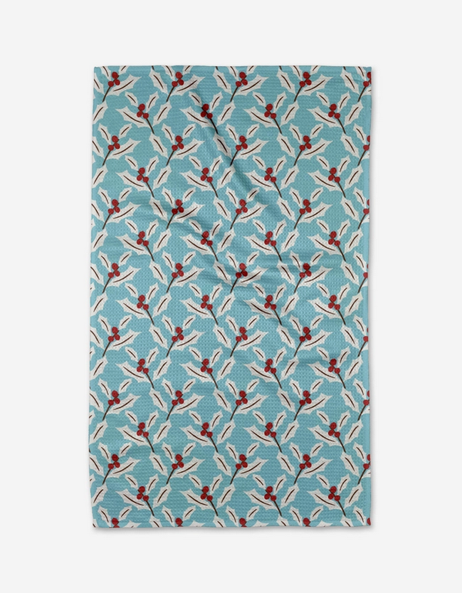 Geometry Winter Holly Tea Towel