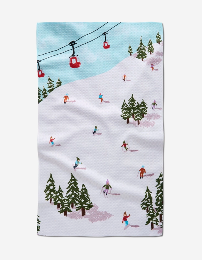 Geometry Winter Skiiing Trip Tea Towel