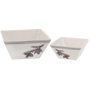 Set of 2 Christmas Square Bowls – White Pine