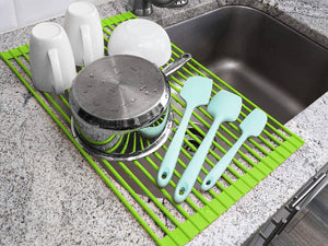 Multipurpose Roll Up Sink Drying Rack & Trivet: 20.5x13" / Mint Green