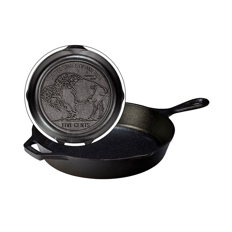 Lodge 10.25 inch Cast Iron Skillet with Buffalo Nickel Skillet