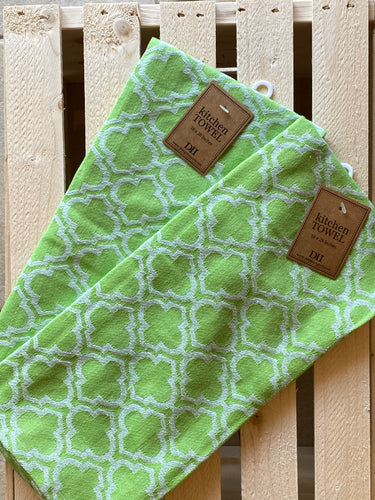 Lime Zest Lattice Jacquard Dishtowel Cast Iron Company